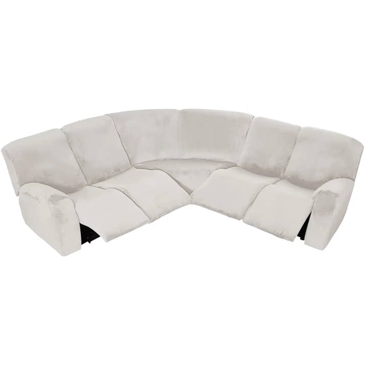 5 Seater Recliner Cover 7 Pcs Recliner Sofa Covers Velvet Stretch Reclining Sectional Couch Covers for 5 Cushion Sofa Slipcovers