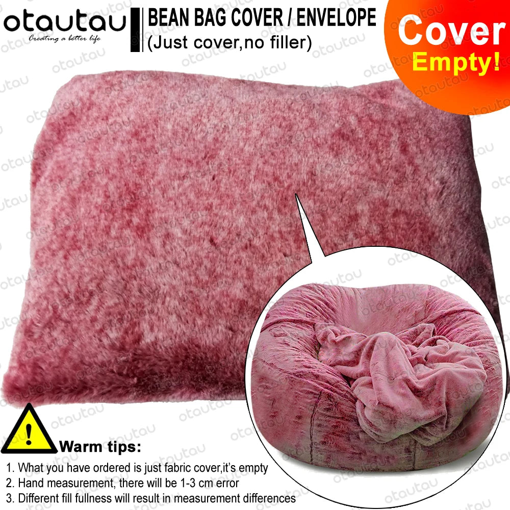 OTAUTAU 200cm Giant Bean Bag Sofa Bed Slipcover No Stuffed Fluffy Big XXL Beanbag Chair Recliner Pouf Seat Puff Couch Furniture