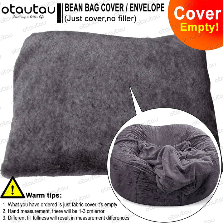 OTAUTAU 200cm Giant Bean Bag Sofa Bed Slipcover No Stuffed Fluffy Big XXL Beanbag Chair Recliner Pouf Seat Puff Couch Furniture