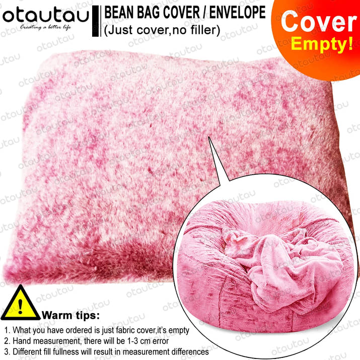 OTAUTAU 200cm Giant Bean Bag Sofa Bed Slipcover No Stuffed Fluffy Big XXL Beanbag Chair Recliner Pouf Seat Puff Couch Furniture