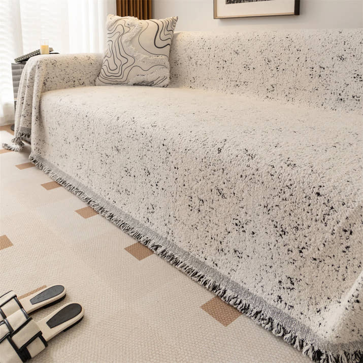 Fluffy Creamy Style Sofa Towel with Tassels Heavy Warm Blanket Four Seasons Couch Cover Universal Multiple Use