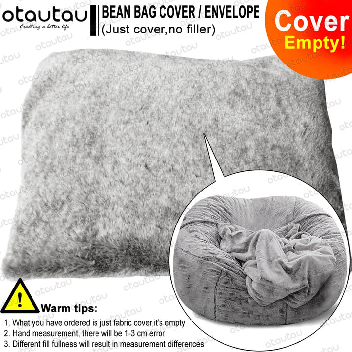 OTAUTAU 200cm Giant Bean Bag Sofa Bed Slipcover No Stuffed Fluffy Big XXL Beanbag Chair Recliner Pouf Seat Puff Couch Furniture