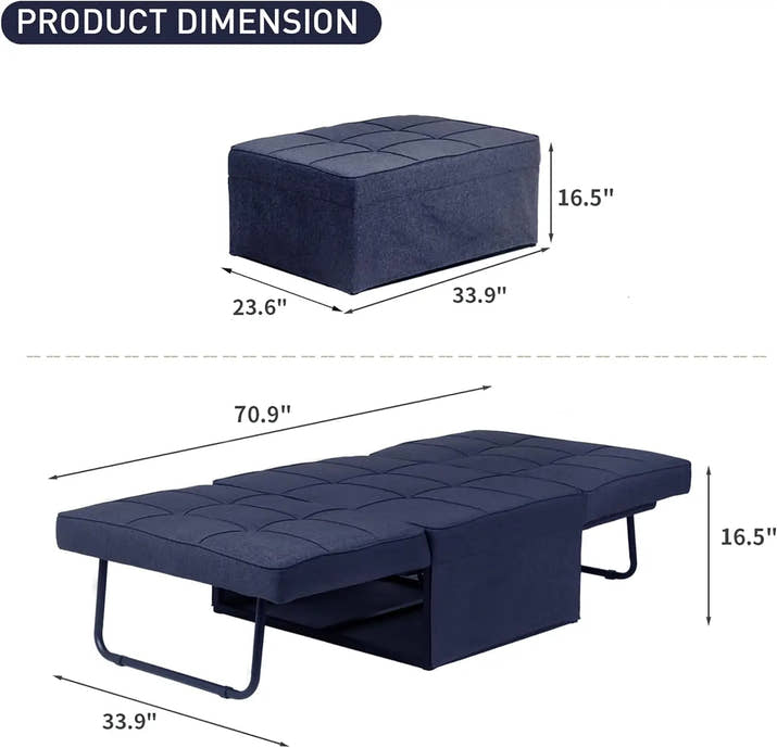 Convertible Sofa Bed,4-in-1 Multi-Functional Futon Chair Bed, Folding & No Installation Sofa Couch with Adjustable Backrest
