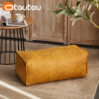 OTAUTAU 3.3ft Faux Leather Pouf Sofa Set Cover Bean Bag Chair Ottoman Footrest Beanbag Corner Couch Sac Lounge Recliner SF004