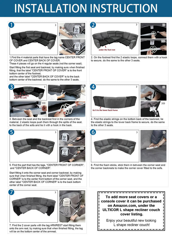 5 Seater Recliner Cover 7 Pcs Recliner Sofa Covers Velvet Stretch Reclining Sectional Couch Covers for 5 Cushion Sofa Slipcovers