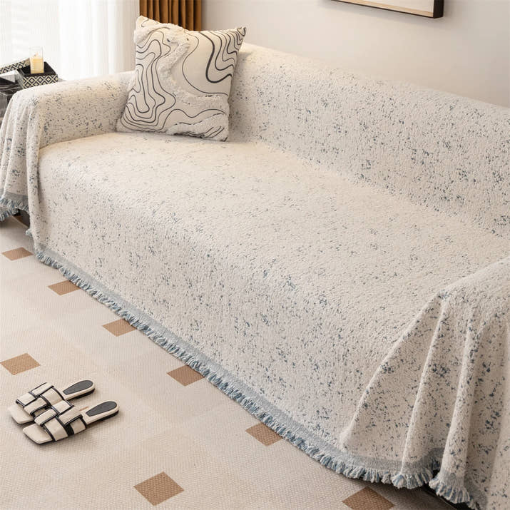 Fluffy Creamy Style Sofa Towel with Tassels Heavy Warm Blanket Four Seasons Couch Cover Universal Multiple Use