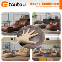 OTAUTAU 3.3ft Faux Leather Pouf Sofa Set Cover Bean Bag Chair Ottoman Footrest Beanbag Corner Couch Sac Lounge Recliner SF004