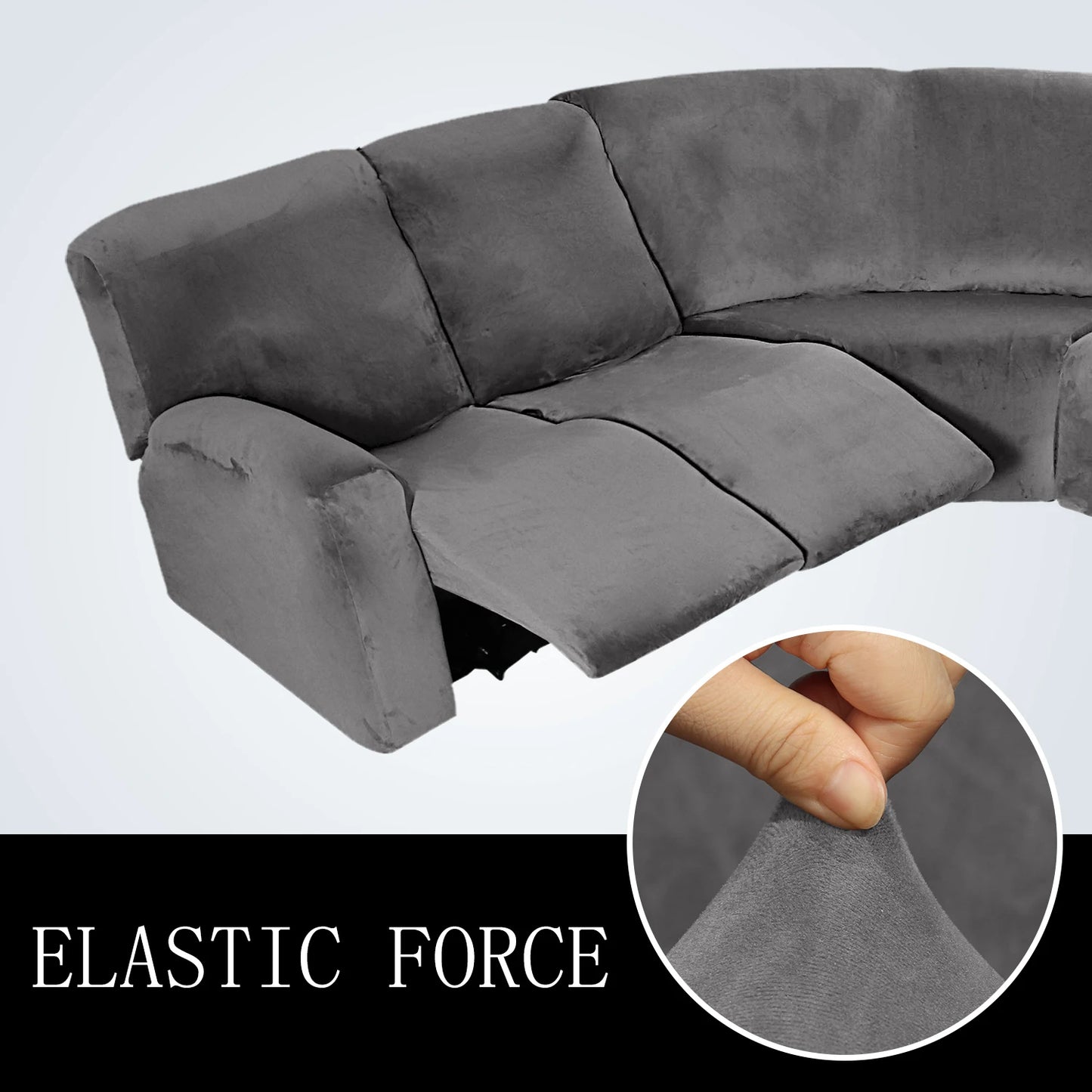 5 Seater Recliner Cover 7 Pcs Recliner Sofa Covers Velvet Stretch Reclining Sectional Couch Covers for 5 Cushion Sofa Slipcovers