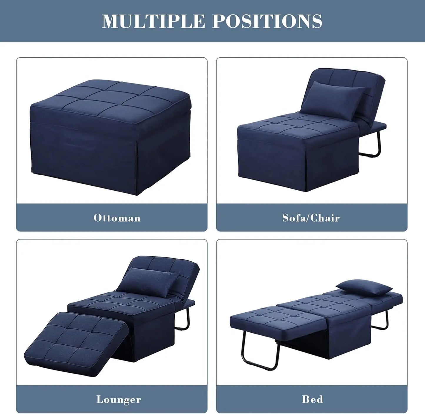 Convertible Sofa Bed,4-in-1 Multi-Functional Futon Chair Bed, Folding & No Installation Sofa Couch with Adjustable Backrest