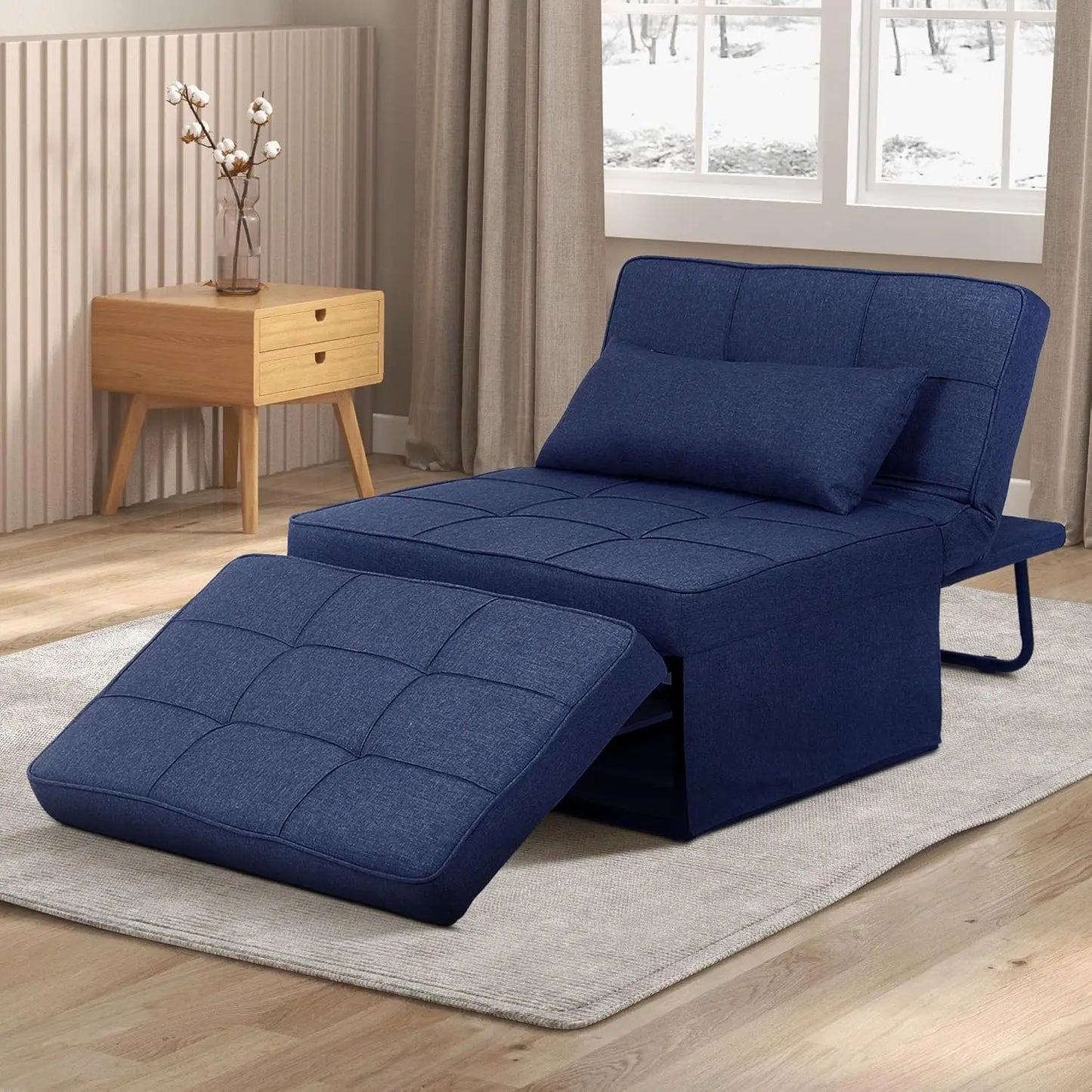 Convertible Sofa Bed,4-in-1 Multi-Functional Futon Chair Bed, Folding & No Installation Sofa Couch with Adjustable Backrest