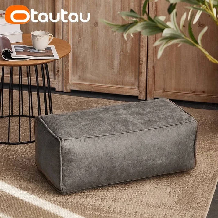 OTAUTAU 3.3ft Faux Leather Pouf Sofa Set Cover Bean Bag Chair Ottoman Footrest Beanbag Corner Couch Sac Lounge Recliner SF004