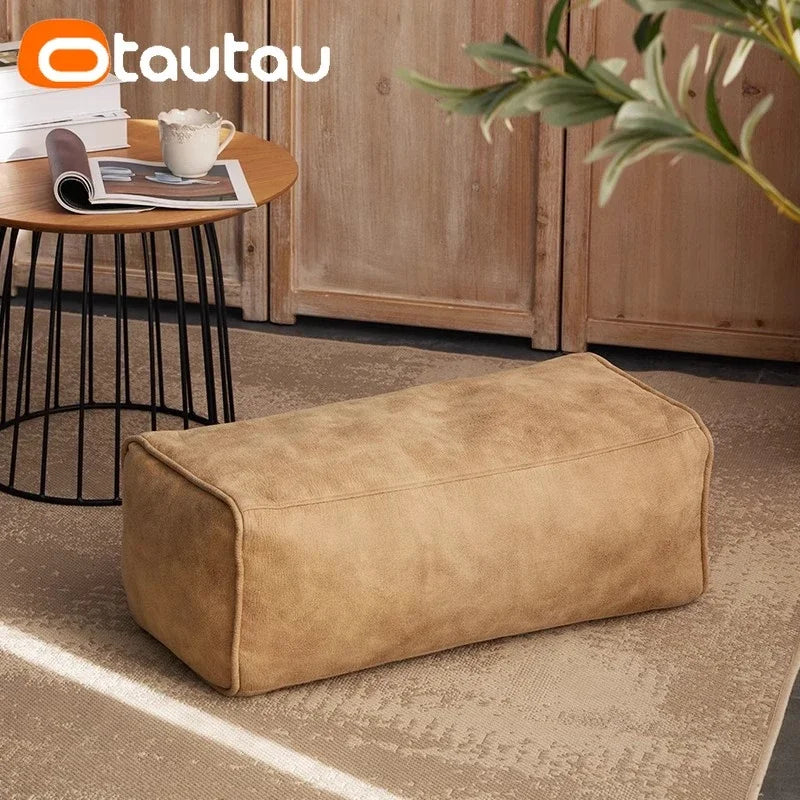 OTAUTAU 3.3ft Faux Leather Pouf Sofa Set Cover Bean Bag Chair Ottoman Footrest Beanbag Corner Couch Sac Lounge Recliner SF004