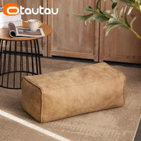 OTAUTAU 3.3ft Faux Leather Pouf Sofa Set Cover Bean Bag Chair Ottoman Footrest Beanbag Corner Couch Sac Lounge Recliner SF004