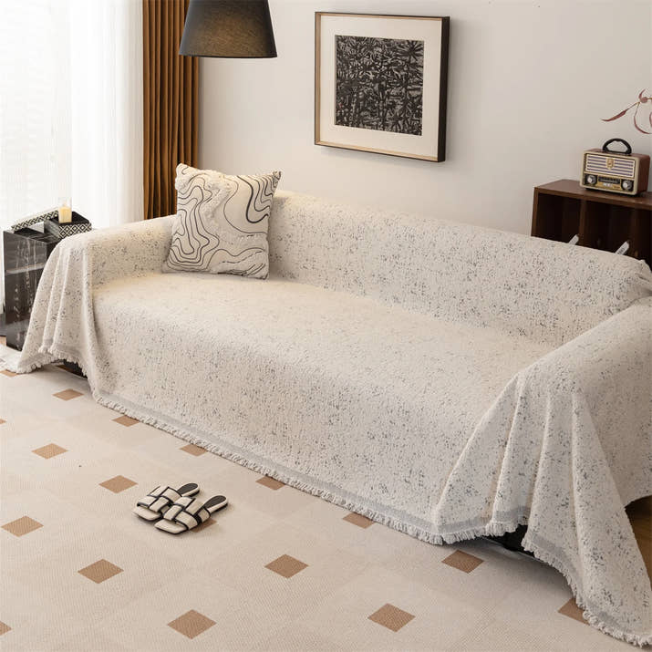 Fluffy Creamy Style Sofa Towel with Tassels Heavy Warm Blanket Four Seasons Couch Cover Universal Multiple Use