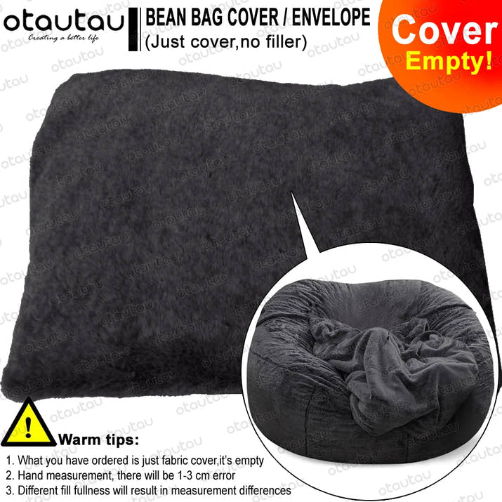 OTAUTAU 200cm Giant Bean Bag Sofa Bed Slipcover No Stuffed Fluffy Big XXL Beanbag Chair Recliner Pouf Seat Puff Couch Furniture