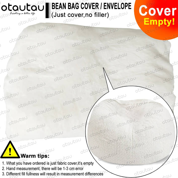OTAUTAU 200cm Giant Bean Bag Sofa Bed Slipcover No Stuffed Fluffy Big XXL Beanbag Chair Recliner Pouf Seat Puff Couch Furniture