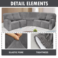 5 Seater Recliner Cover 7 Pcs Recliner Sofa Covers Velvet Stretch Reclining Sectional Couch Covers for 5 Cushion Sofa Slipcovers